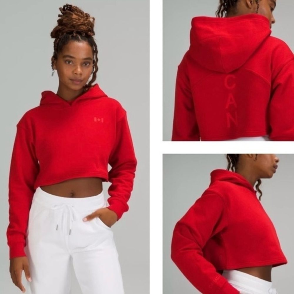 Lululemon Team Canada All Yours Cropped Hoodie Crimson Red 6